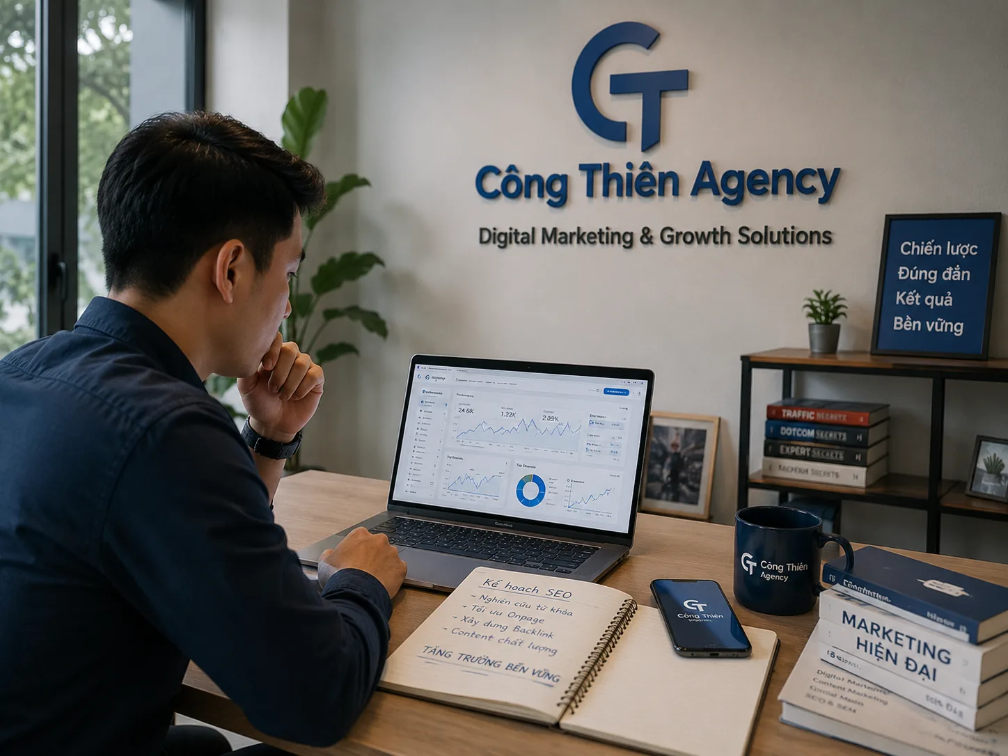 Đội ngũ thiết kế website Công Thiên Agency làm việc